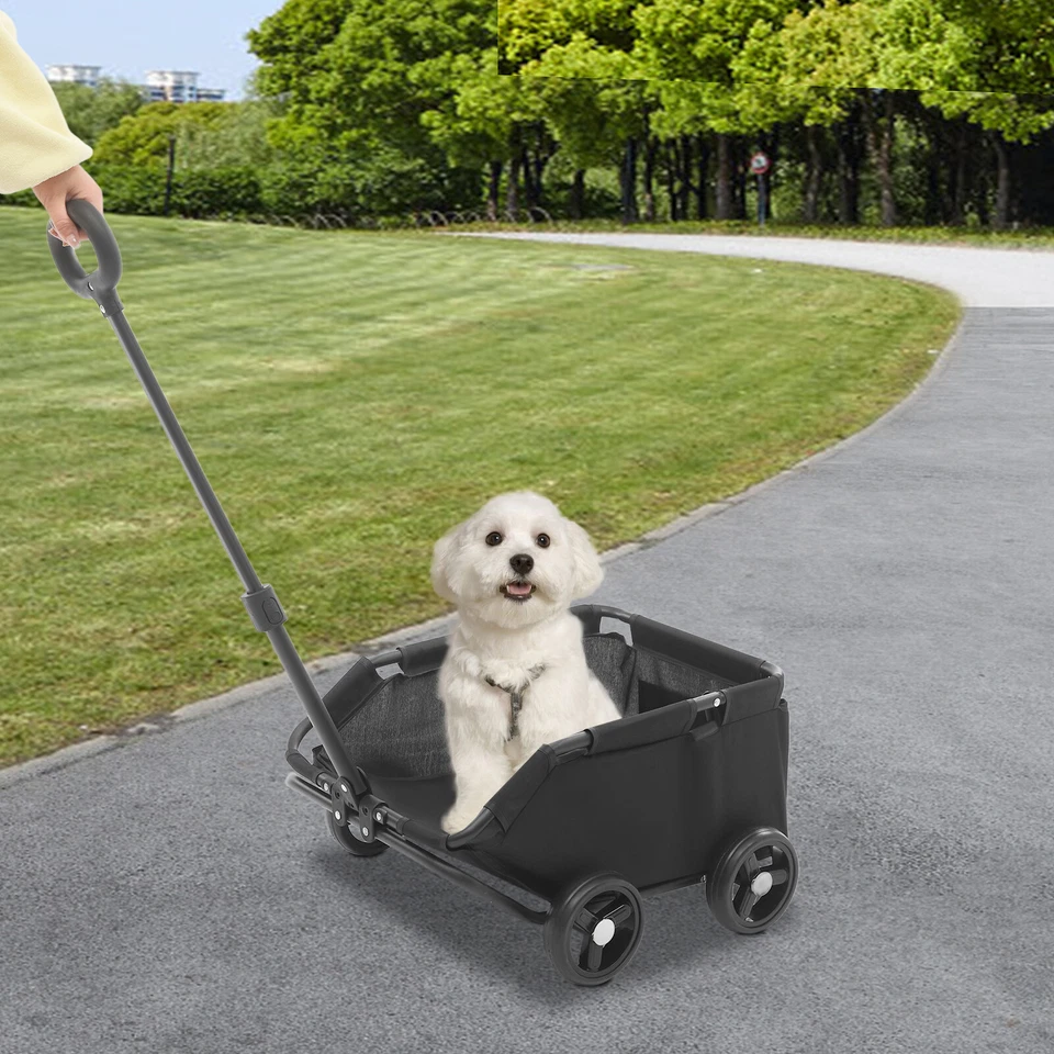 Carbon Steel Folding Dog Cart Pet Stroller for Travelling Dog Stroller 4 Wheels - Image 3 of 4