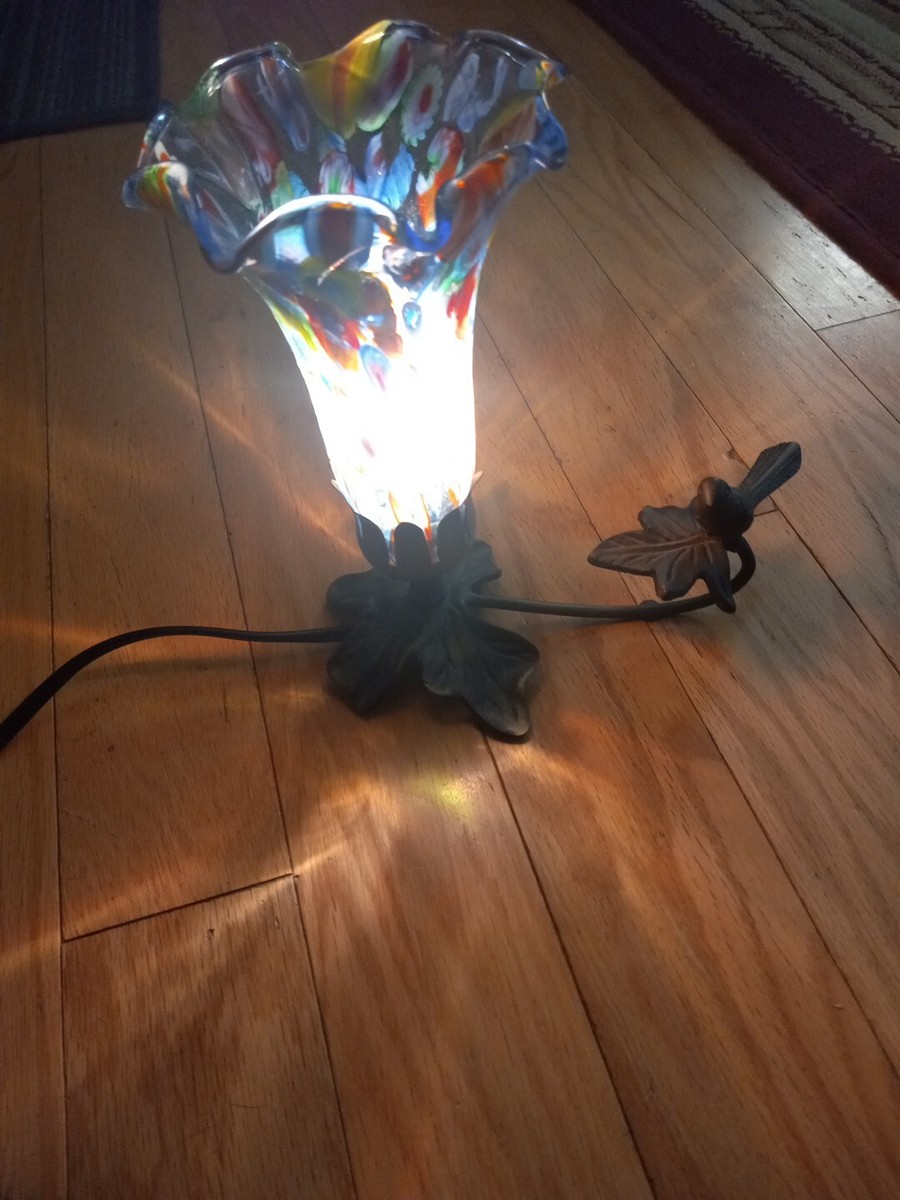 Murano Millefiori Hand Blown Art Glass Bird Design Table Lamp