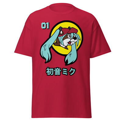 Mens Hatsune Miku Bucees Graphic T-shirt Crewneck Gamer Anime Cartoon