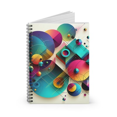 Spiral Notebook Ruled Line Abstract Design with Shapes Design 4