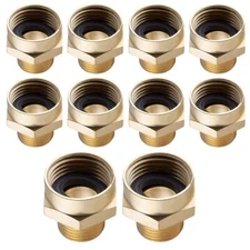 Female Garden Hose Adapter, 3/4" FH x 1/2" MIP (1/2" SWT) Brass 10 Pack