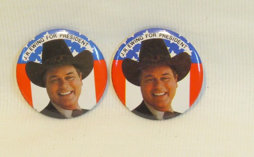 2 Vintage Dallas TV Show, JR Ewing President Faux Campaign Button Pin, NOS, 1980 - Picture 1 of 4