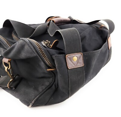 Vintage Eddie Bauer Canvas Leather Duffle Weekender Bag Vintage Eddie Bauer Canvas Leather Duffle Weekender Bag