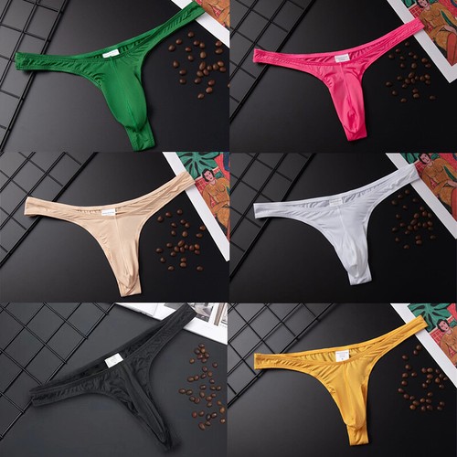 Men's G-String Pouch Briefs T-Back Panties Underwear Bikini Sexy Thong Lingerie - Picture 3 of 20