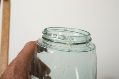 Mason Jar Clear Aqua Quart (P2R-3) w/Glass Lined Zinc Lid Pat Nov 30 1858 20 - Picture 10 of 12
