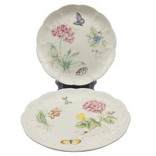2 Lenox Butterfly Meadow Dragonfly & Eastern Tailed Dinner Plate Scalloped Edge
