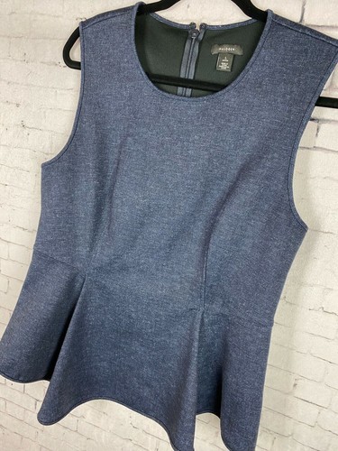 Halogen Peplum Tank Petite Large Women's Dark Blue Top Stretchy (A08) - Picture 3 of 6