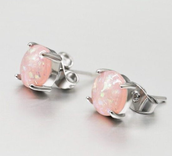 Dainty Earring For Valentine Gifts Delicate Stud Opal Earrings 925 Silver Plated