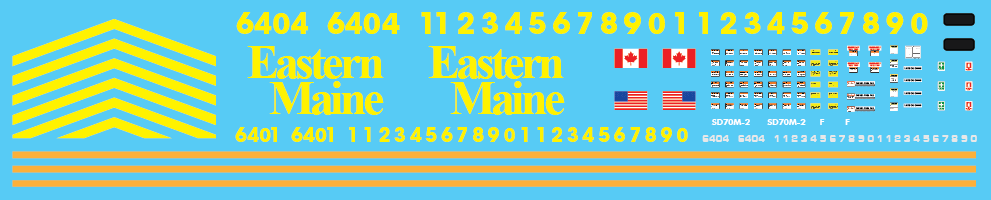 HO Scale - Eastern Maine SD70M-2 Locomotive Decals