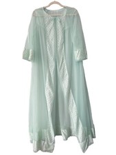 1960s Vintage Sheer Long Robe Womens 38 Nightgown Nylon Ethereal Fairy Coquette