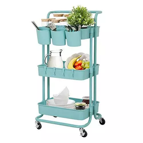 3 Tier Rolling Cart, Ajustable Art Craft Cart Organizer on Wheels