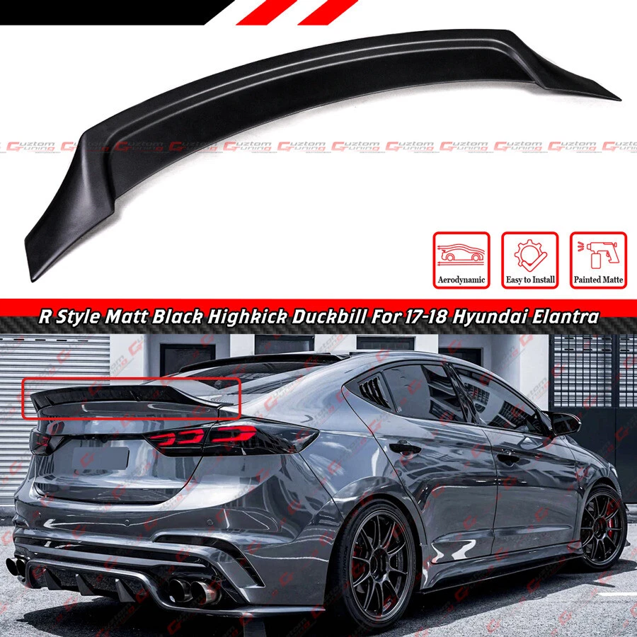 For 17-20 Hyundai Elantra Sedan R Style Matte Black Highkick Trunk Spoiler Wing - Imagen 2 de 4