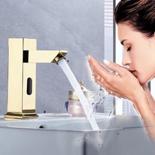 6.8 inch Gold Touchless Bathroom Basin Sink Mixer Sensor Faucet Single Hole Taps