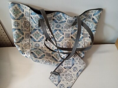 Tabitha Webb graphic designed Blue floral reusable tote bag With Inside Bag  #220
