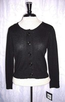 Women's Ellen Tracy Steinmart Black Short Grommet Toggle Cardigan Sz Small Women's Ellen Tracy Steinmart Black Short Grommet Toggle Cardigan Sz Small