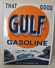 Gulf Gasoline That Good Gas Station Dome Porcelain Sign 16.25 X 12.75 Gulf Gasoline That Good Gas Station Dome Porcelain Sign 16.25 X 12.75