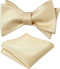 Mens 2Pcs Self-Tied Solid Color/Animal Pattern Bow Tie And Pocket Square Set