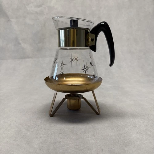 Vintage Pyrex Corning 1960s Atomic Star Burst 4 Cup Coffee Pot Carafe Heatproof