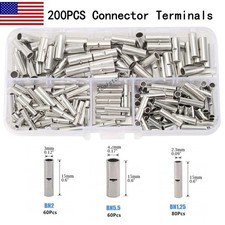 200PCS Bare Copper Wire Splice Butt 22-10 AWG Connectors Ferrule Crimp Terminals