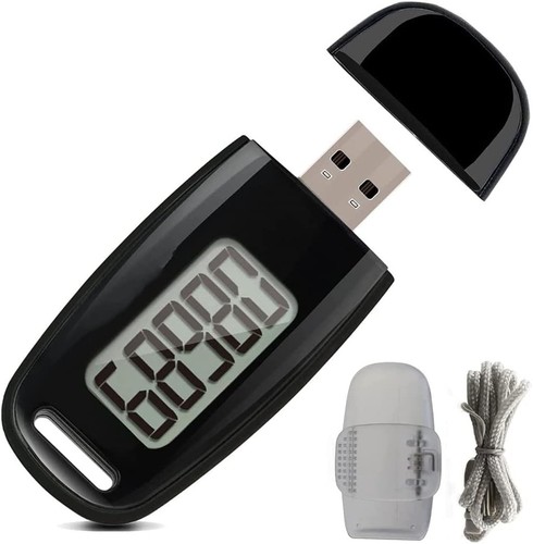 Simple Step Counter,Walking 3D Pedometer with Rechargeable Black