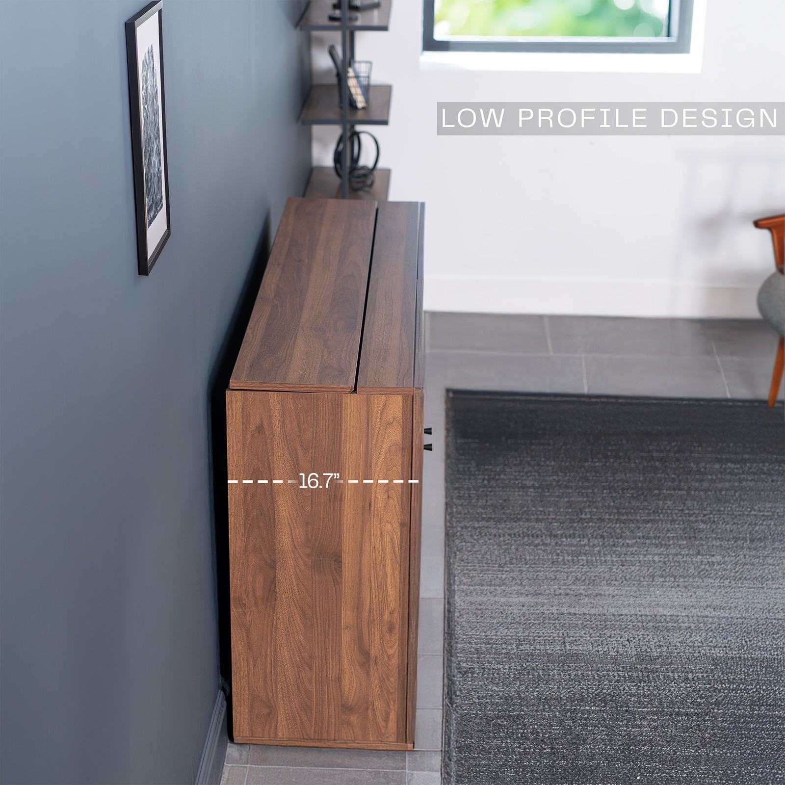 VIVO Walnut Cabinet with Motorized TV Stand, Fits 32" to 55" Screens