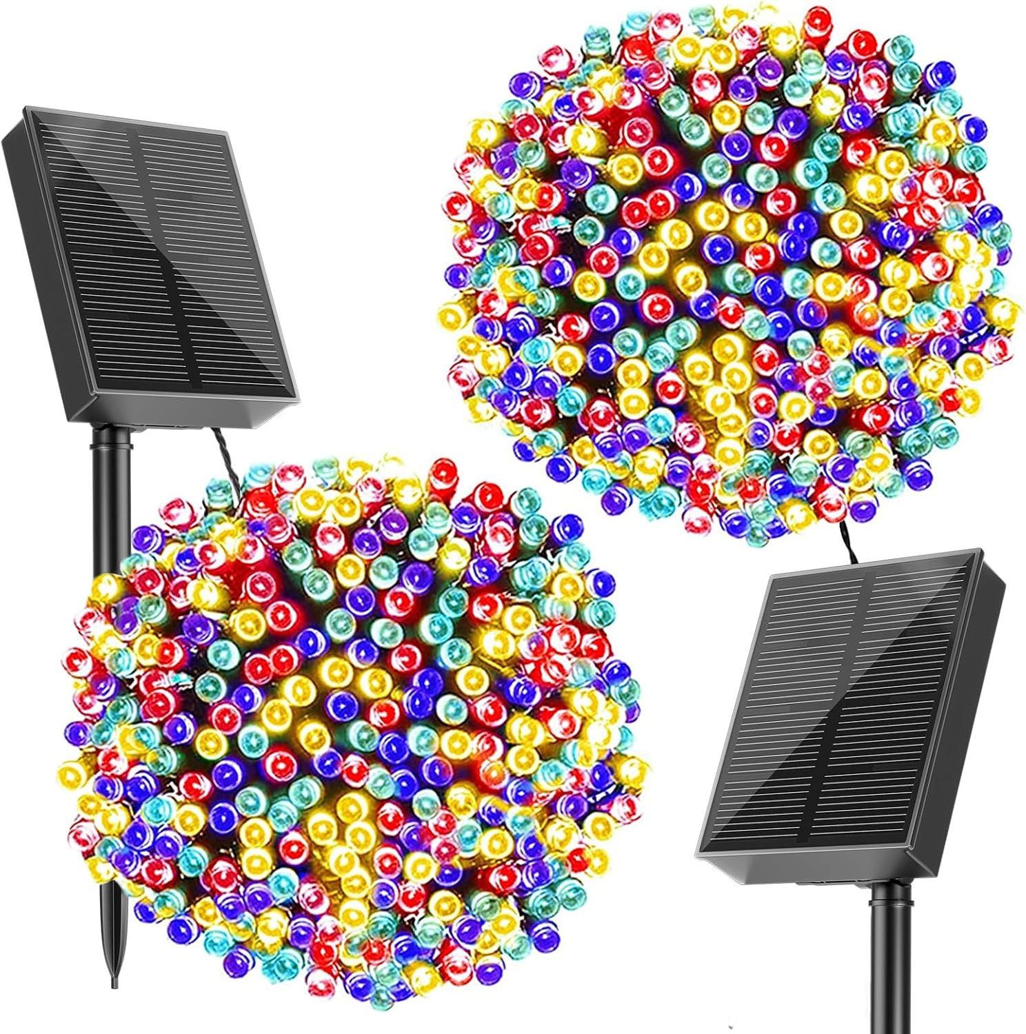 Set 2 Catene Luminose Solari per Esterni 20m 200 LED Oro Caldo