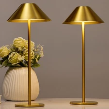 Bojim Gold Cordless Lamp Set of 2, Rechargeable Touch Table Lamps with 3 Colo...