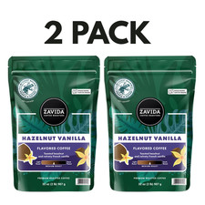 2 Pack - Zavida Coffee Whole Bean Coffee, Hazelnut Vanilla, 32 oz. FREE SHIPPING 12.50 per pound