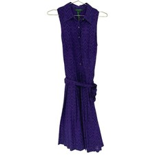Lauren Ralph Lauren Dress Printed Purple Sleeveless Shirt Dress Knee Length Sz 6