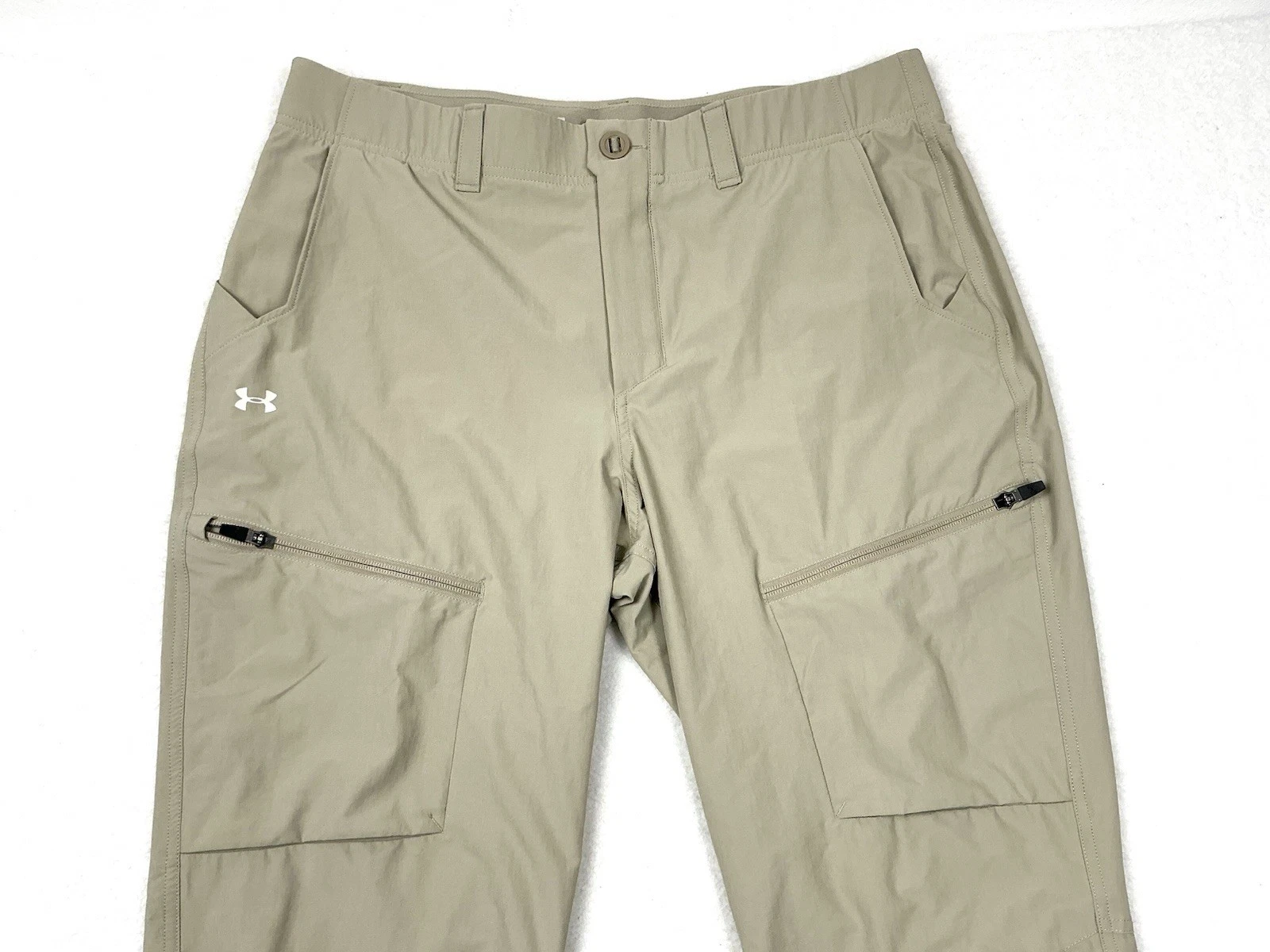 Under Armour Loose Performance Hiking Fishing Golf Beige Nylon Pants Mens 36x32