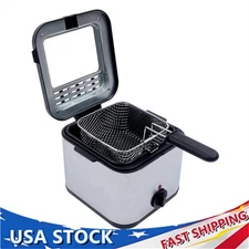 Electric Deep Fryer With Basket Small Fryer Stainless Steel Fish Fryer 1KW 2.5L!