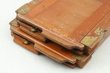 [Exc+5] 6 1/4 x 8 3/8 Wood Glass Plate Back Holder 2set Cut Film Adapter JAPAN