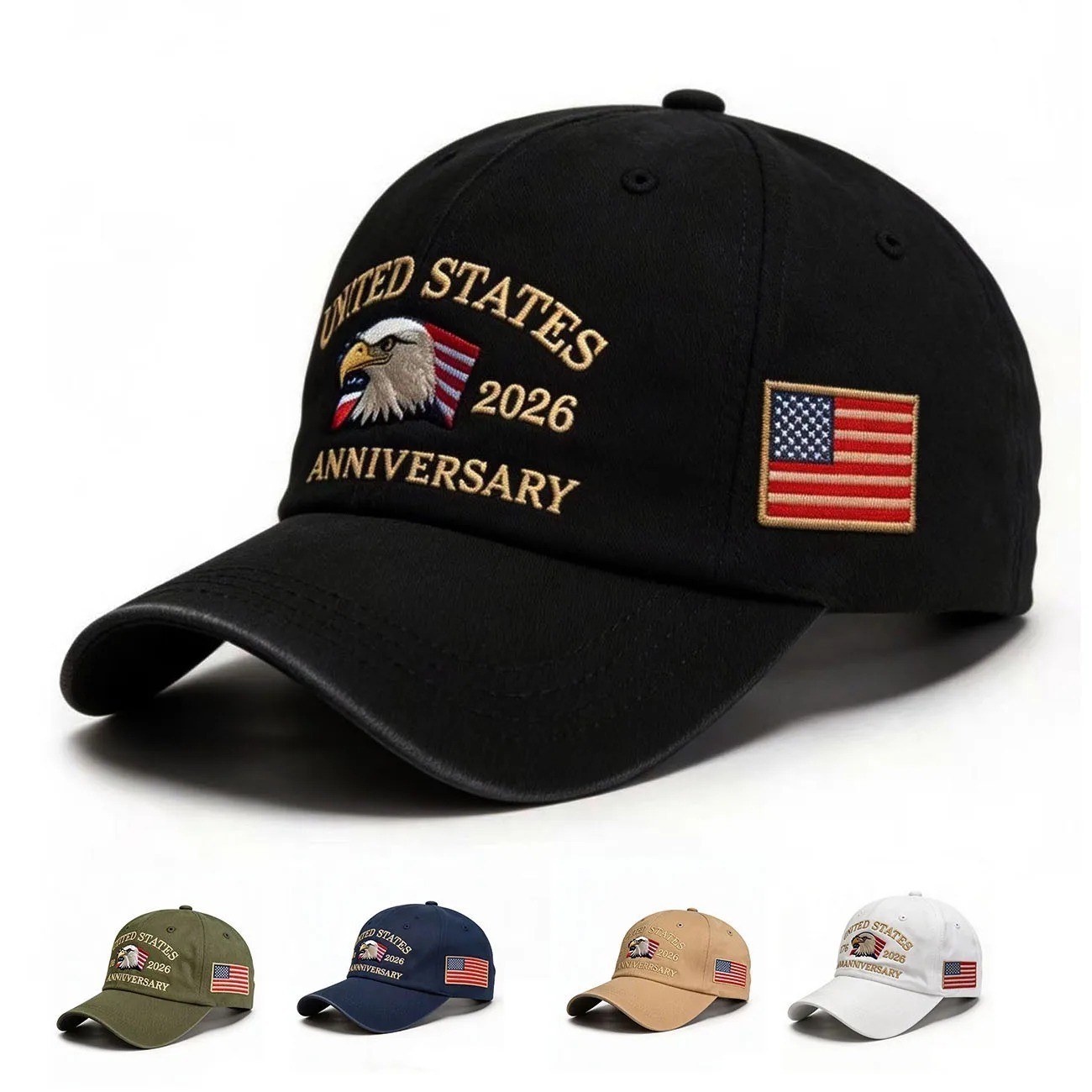 Patriotic USA 250th Anniversary 1776‑2026 Eagle Adjustable Cap
