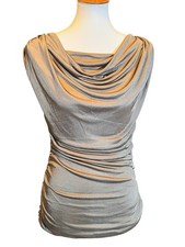 Express Small Metallic Silver Cowl Neck Ruche...