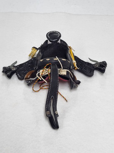Handgefertigter Mini Western Leder Pferdesattel - verziert - gefüttert - schwarz - siehe Bilder - Bild 3 von 5