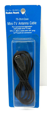 Radio Shack 15-1511A, 75 Ohm Coax to 3.5mm Plug - TV Antenna Cable