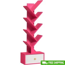 8 Layer Tree Bookshelf Narrow Bookcase Storage Organizer Small Spaces Home Decor