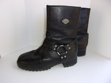 Harley Davidson Black Leather Ankle Strap Zip Riding Boots 84187 Womens Size 8