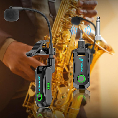 Wireless Saxophone Microphone System, Clip on Instrument Microphone Suitable for