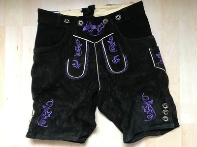 Kurze Lederhose mit Trägen, Edelnice Trachtenlederhose, Gr42, BW 40cm