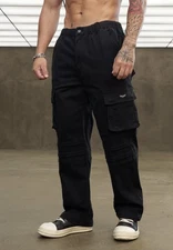 YOUNGLA (SOLD OUT) - 6066 - BATMAN DRIFTER PANTS - BLACK WASH - XXLARGE