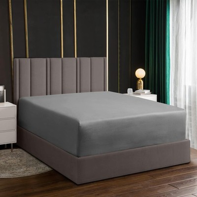 Grace King Size Spannbettlaken extra tiefe Tasche 40 (150 x 200 cm), grau 