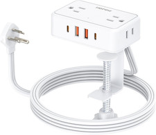 Desk Clamp Power Strip, Desktop Mount Charging Station with 4 Outlets 4 USB