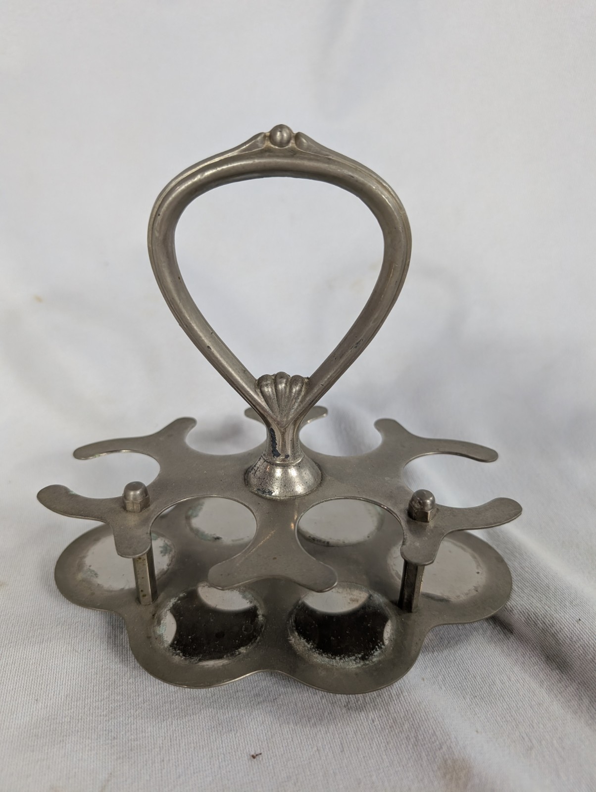 Vtg Colorful Cordial Shot Glass Set With Silver Tone Carrier Uranium Vaseline