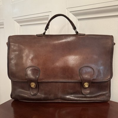 COACH Vintage Diplomat Large Brown Leather Briefcase Bag 70's Made in NYC