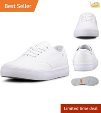 Men's Lear Classic Canvas Sneakers - Size 12, White Lace-Up Casual Style