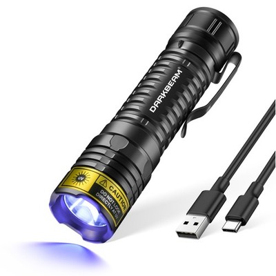 DARKBEAM UV Flashlight 395nm Blacklight, Rechargeable USB~C, Pet Urine Detector
