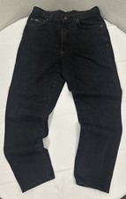 Lee Jeans Women s 14 S Black Denim Mom Jeans Tapered Leg Cotton Vintage Workwear