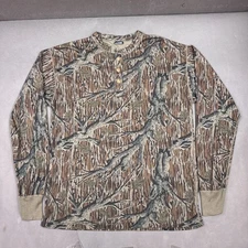 Vintage Duofold Shirt Mens XL Original Mossy Oak Treestand Thermal Made USA Hunt
