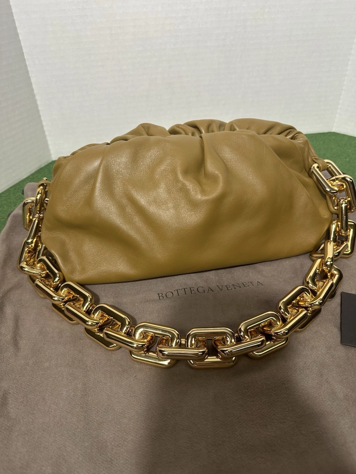 Borsa a tracolla Bottega Veneta The Chain Pouch pelle di vitello marrone Entrupy COA